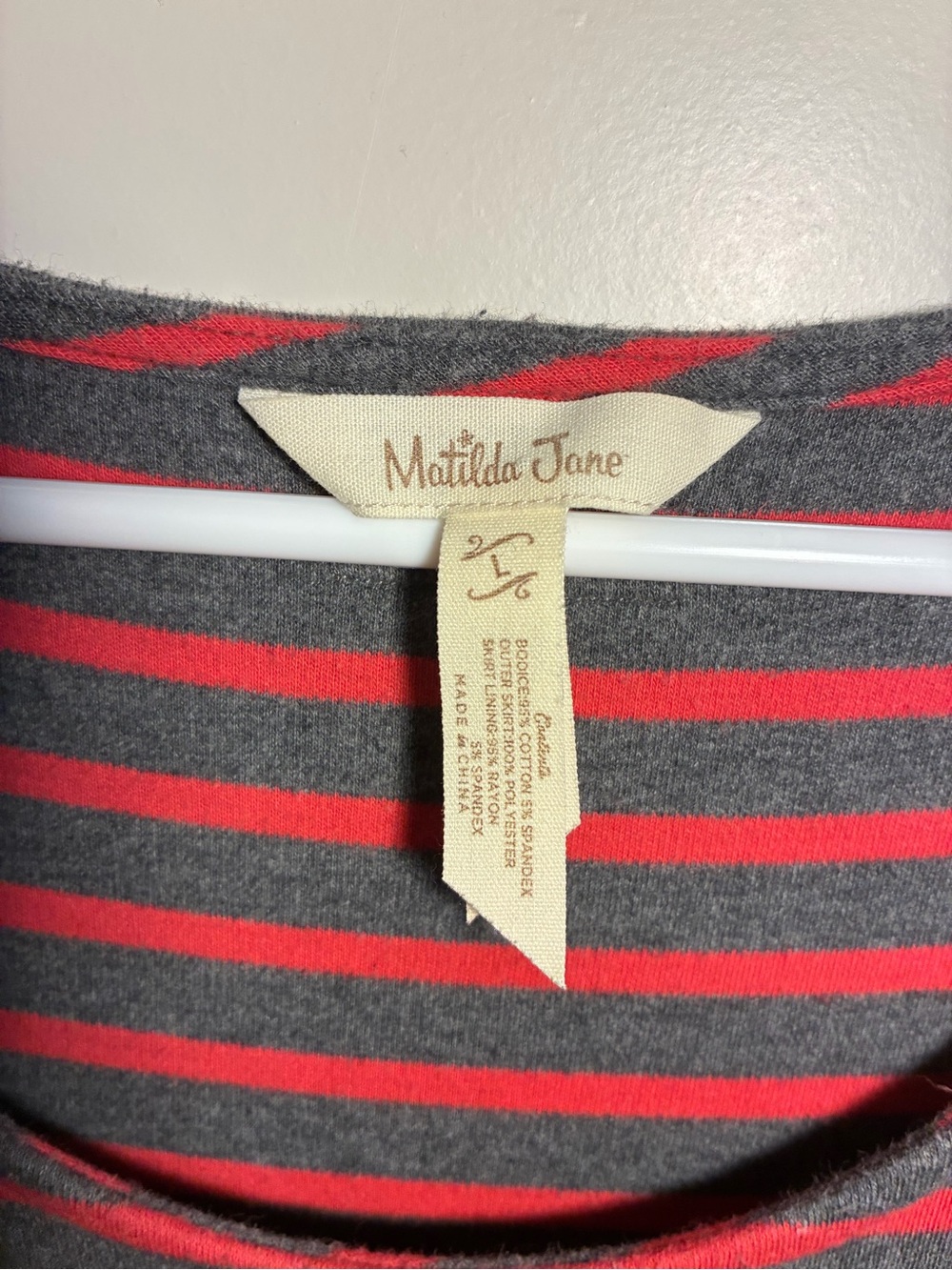 Matilda Jane Gray Striped Tulle Tank Dress Large ‘Twas the Night knee length - Picture 5 of 5